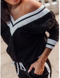 Black women\'s tracksuit set with a deep neckline FK553 - Online store - Boutique